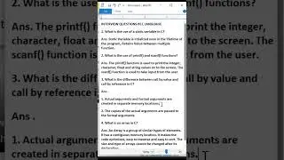 C Interview Questions | #shorts #shortsvideo #clanguage #interview