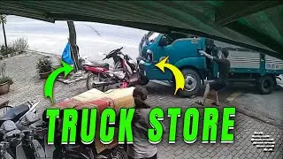 Truck Drifts into Store as Driver Brakes in Time to Prevent Damage