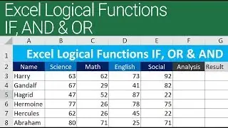 Excel Logical Functions IF, AND, OR