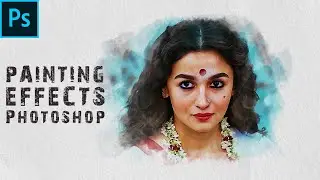 Convert Image To Painting Photoshop with No Plugins | Gangubai Kathiawadi Alia Bhutt Portraits