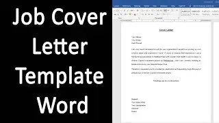 Job Cover Letter Template Word