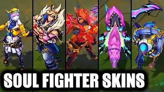 All New Soul Fighter Skins Spotlight Samira Naafiri Pyke Sett Lux (League of Legends)