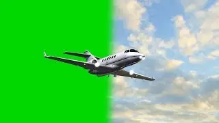 Learjet - private Jet in flight - green screen - free use