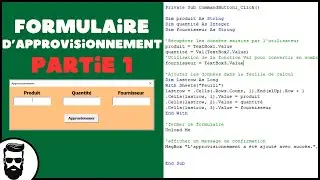 #1 Créer un formulaire d'approvisionnement : mise en forme et formules