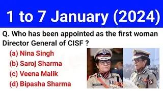 1 to 7 January 2024 Current Affairs | Current Affairs through MCQ | Weekly Current Affairs