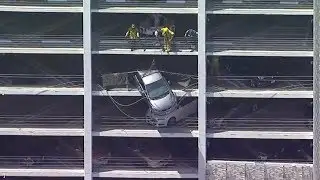 RAW VIDEO: Car hanging from parking structure in Santa Monica | ABC7