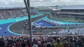 2023 Miami F1 race start from turn #1.