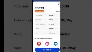 Jio ₹3599 Recharge Plan All Details 🔥 | Jio 3599 Unlimited 5G Data Or Not #shorts.