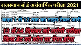 Rajasthan Half Yearly Exam 2021 Rbse Rajasthan Board Ajmer Half Yearly (अर्धवार्षिक) Time Table 2022
