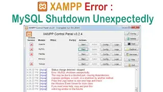 XAMPP Error : MySQL Shutdown Unexpectedly