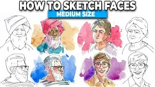 How To Sketch Medium Size FACES | Easy Ink Technique!