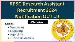 RPSC Research Assistant Recruitment 2024