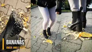 Stepping on bananas with booties #shoes #crush #asmr #legs #foot #heels