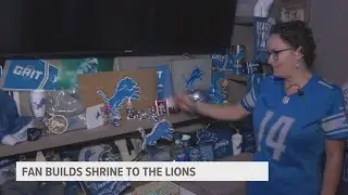 Michigan Lions fan shows off her personal shrine for the team