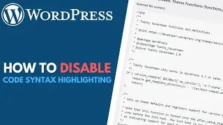 WordPress: How to Disable Code Syntax Highlighting