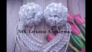 Школьные банты со спиральками на 1 сентября МК Канзаши/ Beautiful bows of satin ribbons