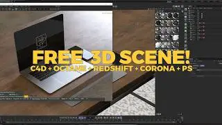 Free C4D Studio: Office Scene Design Mockup