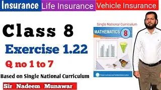 Class 8 Exercise 1.22   SNC Maths Ex 1.22 PCTB maths  insurance policy Premium  Sir Nadeem Munawar