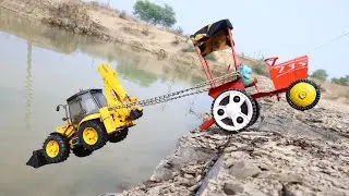 JCB 5CX And Tata Dumper Accident Pulling Out HMT Tractor ? Cartoon Jcb Tractor | Tata Tipper | CSToy