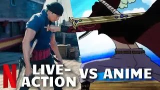 ONE PIECE Episode 5 Zoro vs Mihawk Fight Scene - Netflix Live Action Series VS Anime Comparison