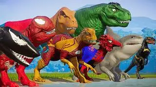 ALL SuperHero Dinosaurs Battle in Jurassic World |Dinosaur Pro 8 SuperHero Team|