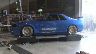 замеры мощности на стенде  Skyline Gtr R34 1015 Hp on dyno