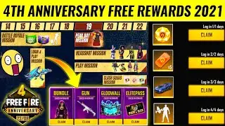 Free Fire 4th Anniversary Party | How To Claim Anniversary Free Rewards | FF Anniversary Review