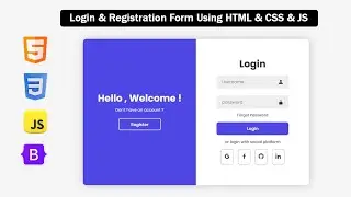 Create a Responsive Login & Registration Form Using HTML, CSS, and JavaScript