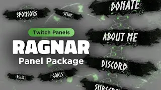 Black & Green Ragnar Vikings Twitch Panel Overlays for Streamers