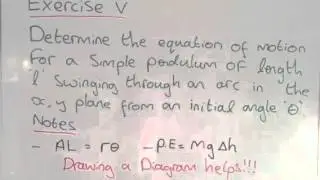 Exercise v: Classical Mechanics - Equations of motion of a pendulum