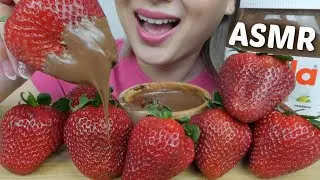 GIANT Juicy Strawberries with Nutella *No Talking Soft Crunchy Eating Sounds | N.E Let's Eat