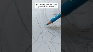 Pov: Trying to color over your sketch be like: #art #anime