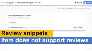 Review snippets: Item does not support reviews How to fix this error