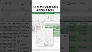 Fill blank cells of excel at once