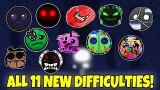 How to get ALL 11 NEW GEOMETRY DASH DIFFICULTIES in Find the Geometry Dash Difficulties 151 - Roblox