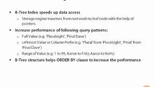 MySQL - Advantages of B-Tree Index