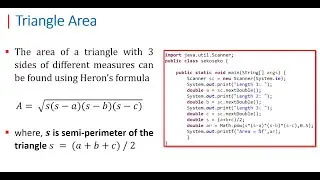 Lecture 20 Java |  Triangle Area  بالعربي