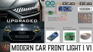 DIY Audi A7 Style Modern LED Car Front Light With Dynamic Indicators | Arduino + WS2812B LED