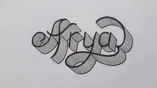 3d Drawing Calligraphy Name Arya On Paper / How To Draw Easy Art For Beginners / Handwriting