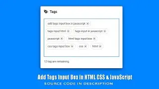 Create Add Tags Input Box in HTML CSS & JavaScript  / Tags Input in JavaScript