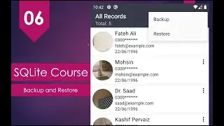 SQLite Android Course | Part 06 | Backup and Restore