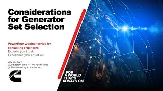Considerations for Generator Set Selection