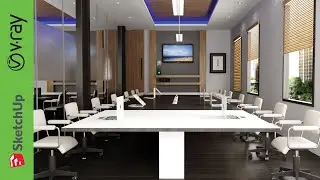 setting meeting room v-ray ( Vray 5 Sketchup interior )