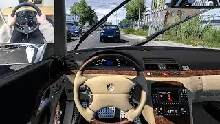 2004 Mercedes Benz S500 W220 - Euro Truck Simulator 2 | Rainy Drive [Steering Wheel Gameplay]