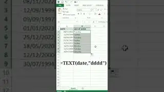 how to get weekday from date in excel 