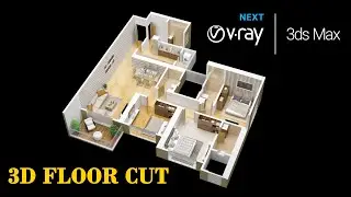 3DS MAX Floor Cut V-ray Light and Camera Setting Rendering