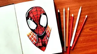 Spider Man Drawing | spider man drawing with coloured pencil | Spider man drawing easy | spider-man