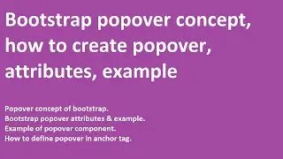 Bootstrap popover | how to create popover | example | attributes | data-toggle | component