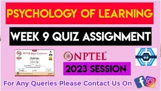 Psychology Of Learning Week 9 Quiz Assignment Solution | NPTEL 2023 | SWAYAM