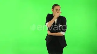 Cute Female Feels Bad, Her Stomach Hurts, Feeling Nausea. Green Screen | Stock Footage - Envato ...